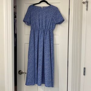 Blue and white midi dress